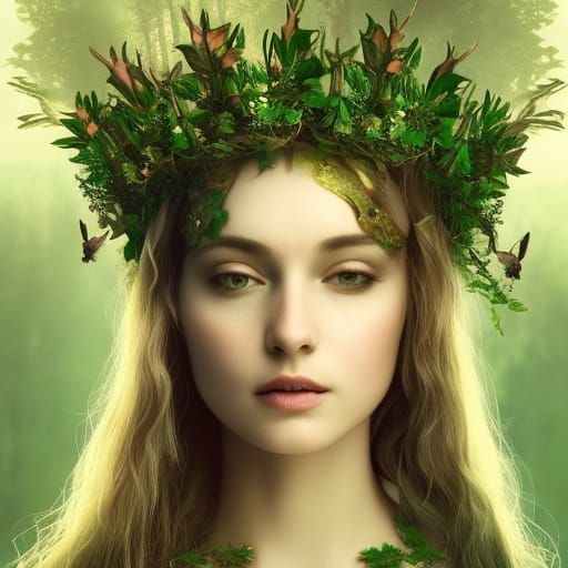 Forest princess with a plant crown