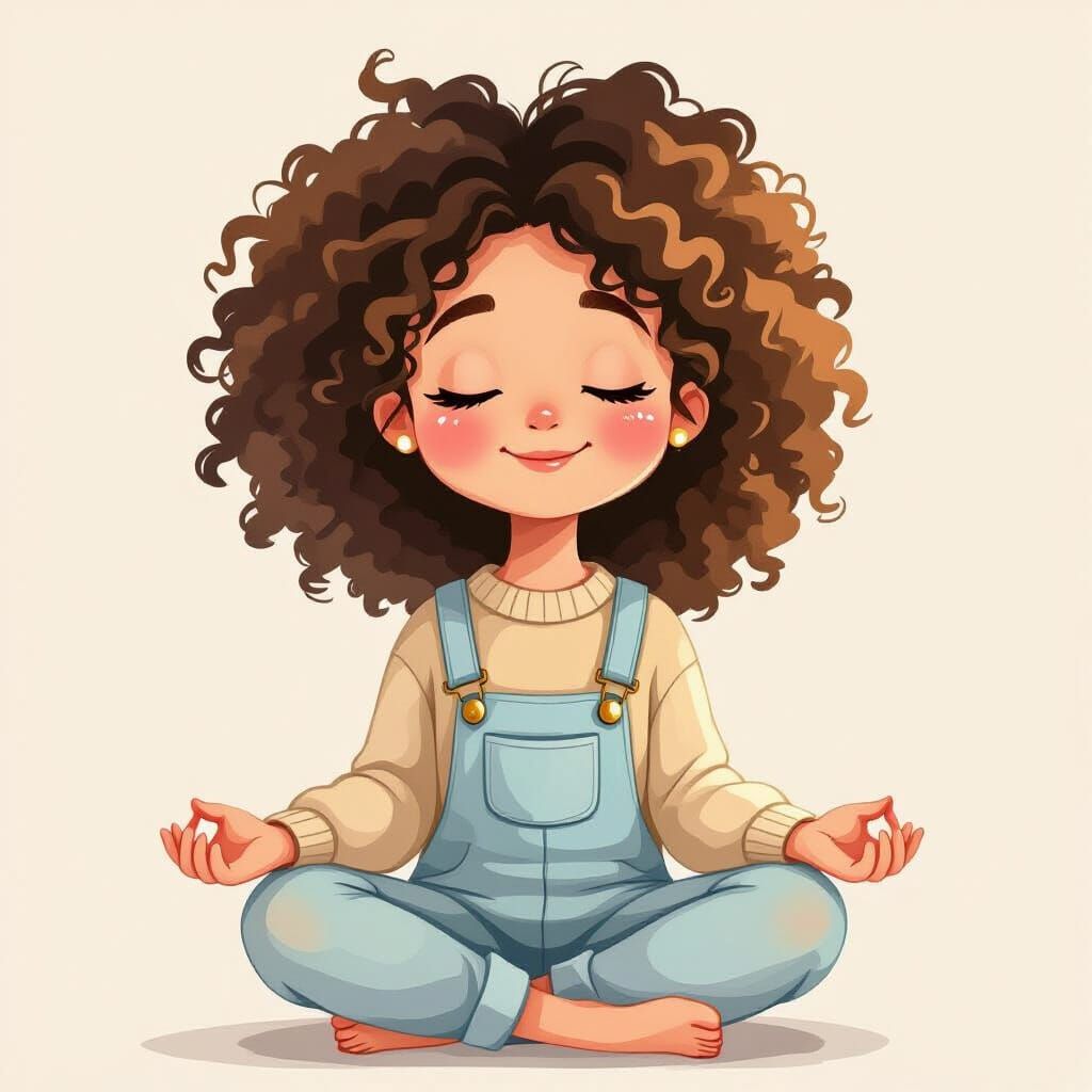 Cute Animated Girl in Meditation Pose