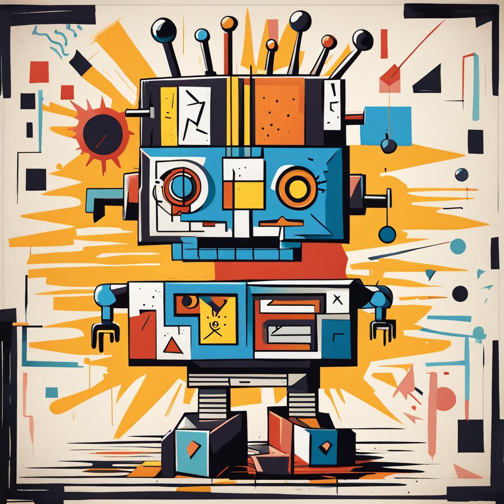 Cubist Robot with Geometric Art Deco Elements