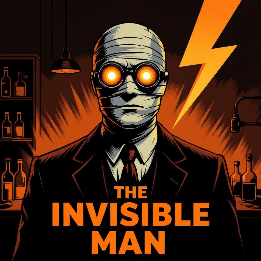 Invisible Man Movie Poster with Glowing Eyes