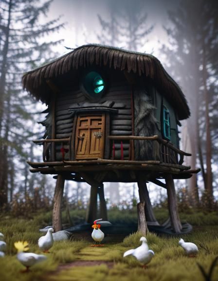 Baba Yaga's Hut Walks Through Forest: Photography