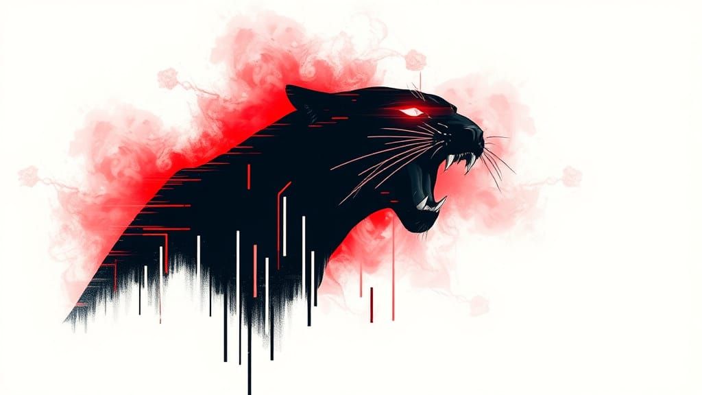 Glitch Art Panther with Red Glitch Effects