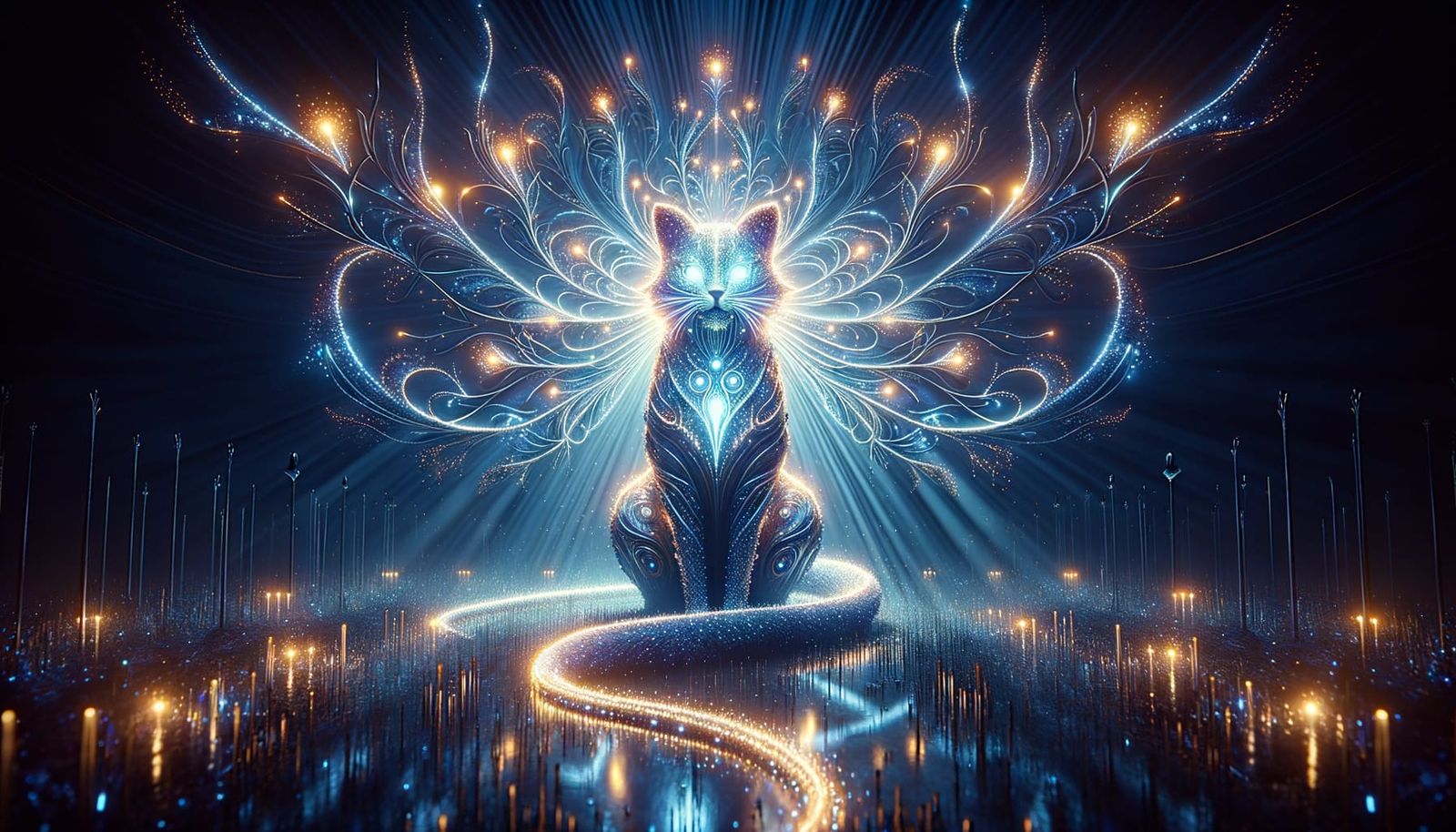 Radiant Light Cat: Mystical 8k Fantasy Art