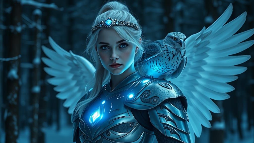 Valkyrie Goddess in Frosty Winter Wonderland