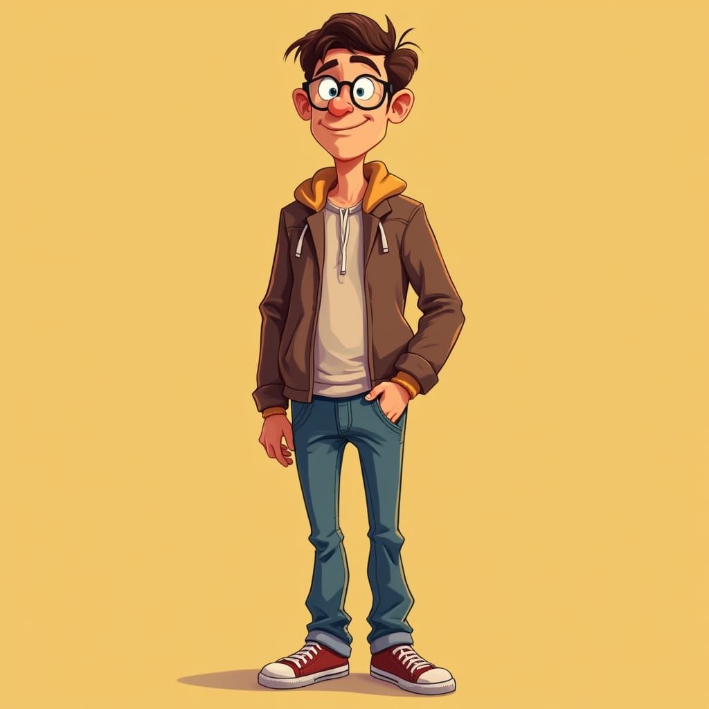 Cartoon Man with Exaggerated Features in Western Animation