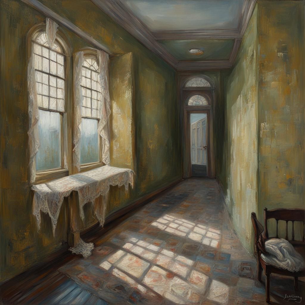 Gothic Lace Asylum in Oil Painting Style