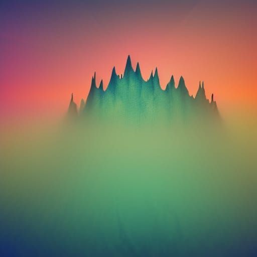 Distorted Glitch Landscape in Mixed Media