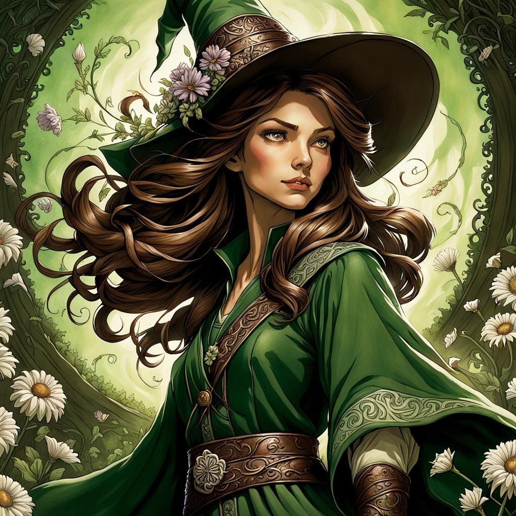 Anime Girl Wizard in Chiaroscuro Style