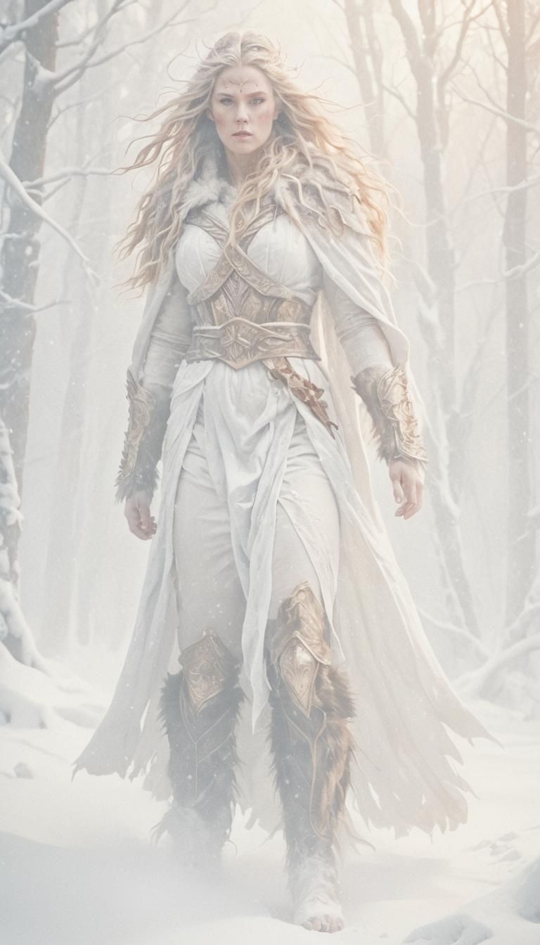 Female Norse Giant in Snowy Forest