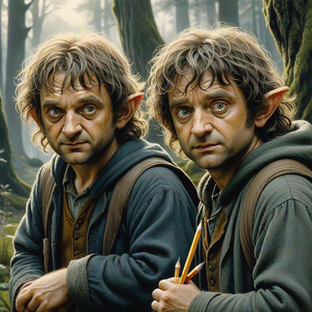 Mysterious Hobbits in Darkened Woods