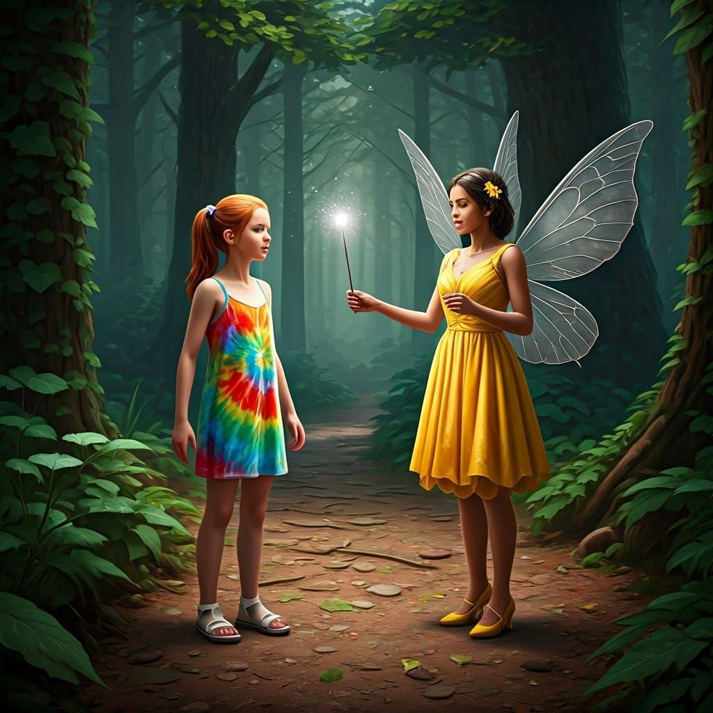 Mystical Encounter in Vibrant Woods