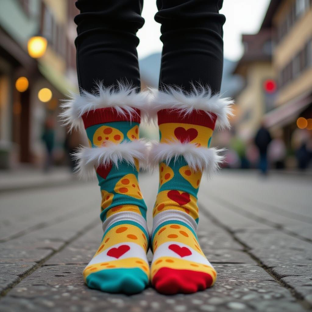 Whimsical Mouse Legs with Hearts and Cheese