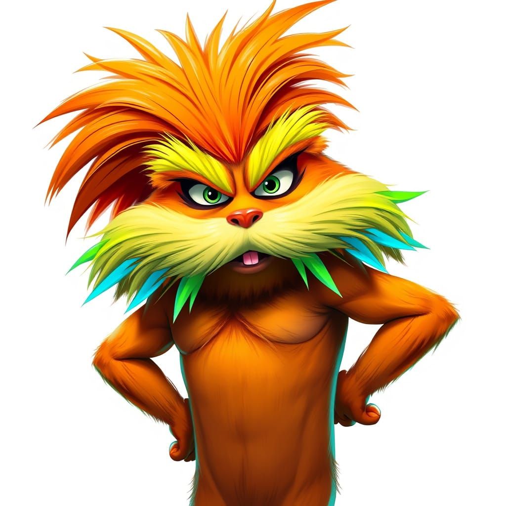 Edgy Lorax with Abs and Makeup in Neon Colors