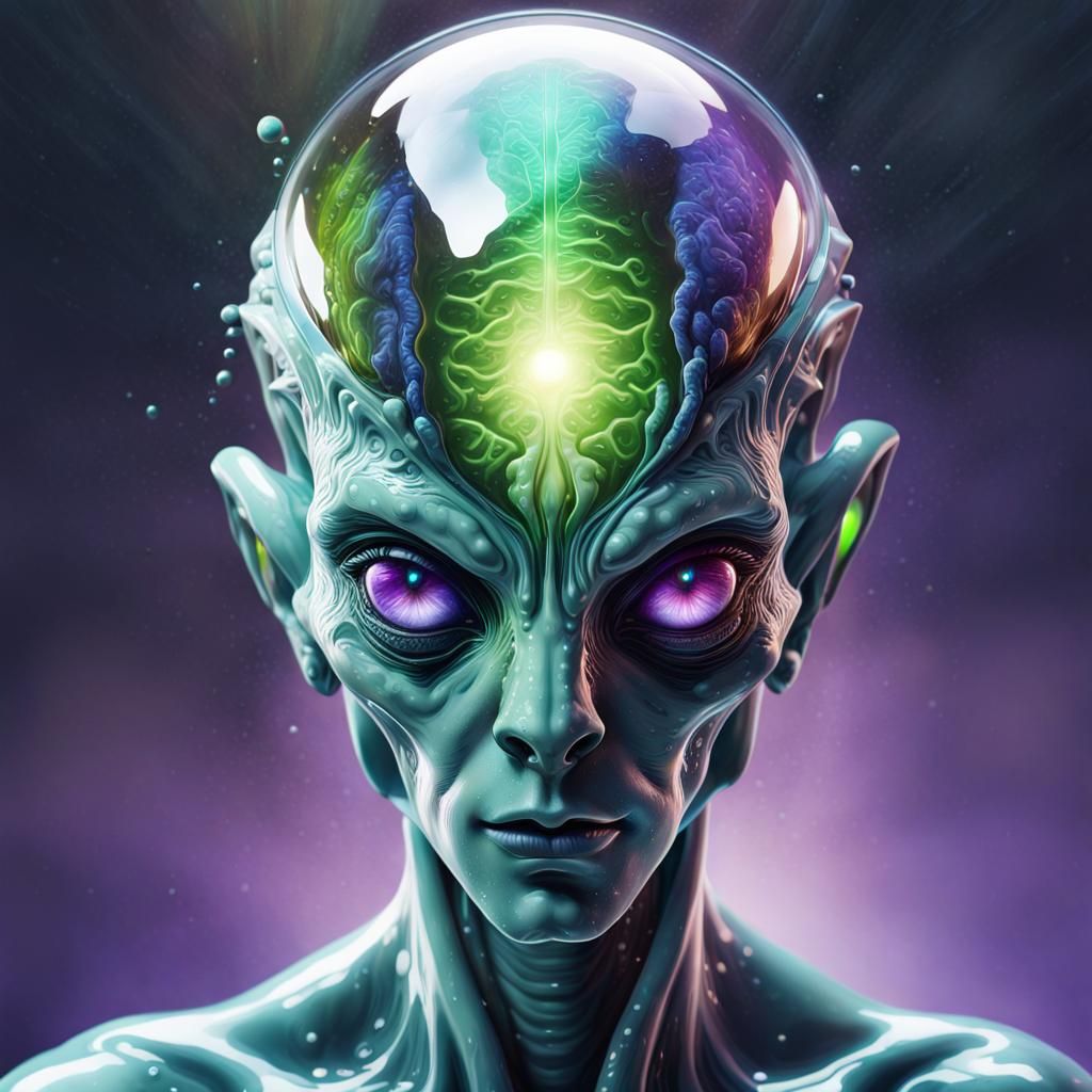 Sleek Alien Life Form with Glowing Eyes