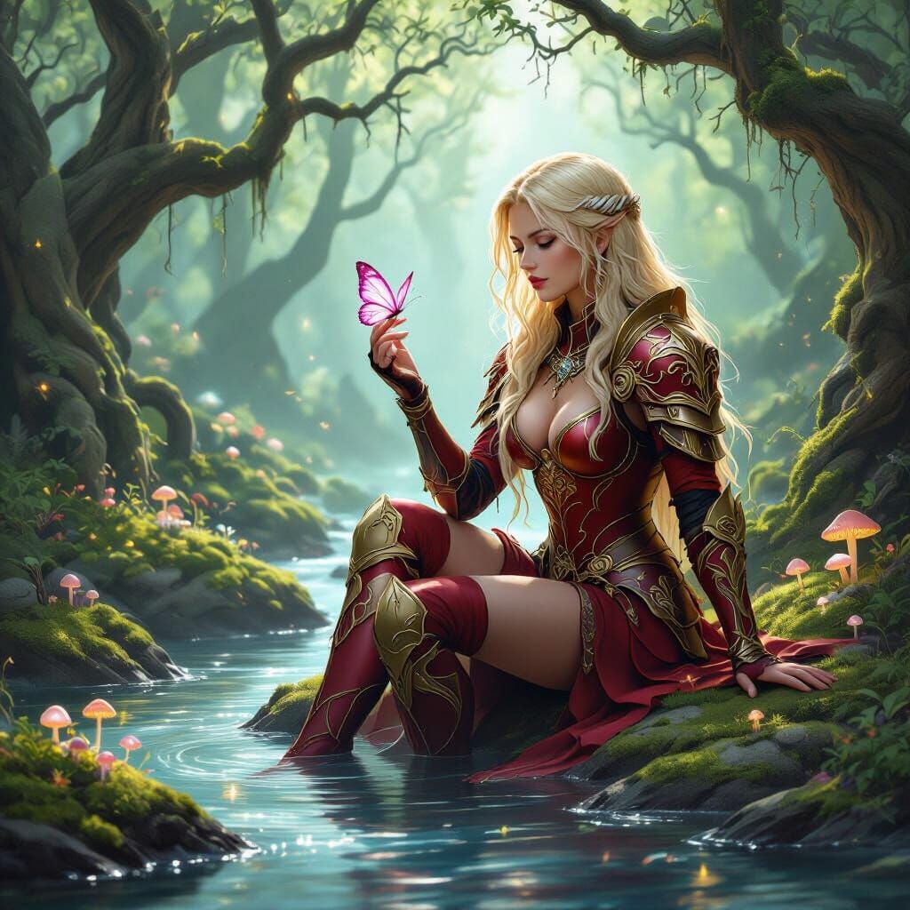 Warrior Serenity: Blonde Heroine and Enchanted Forest Butter...