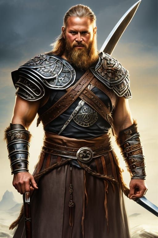 Viking Warrior Portrait in Academic Art Style