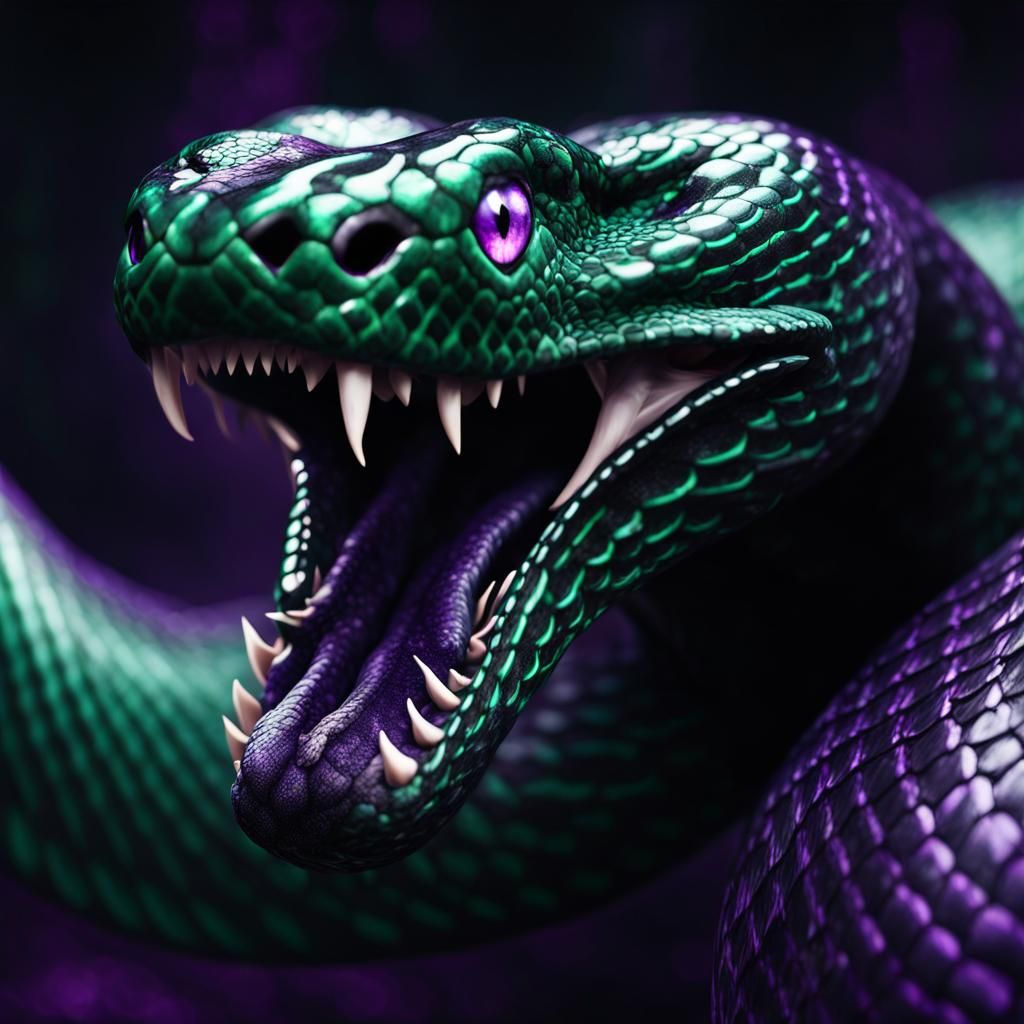 Gothic Python with Emerald Eyes in CGI Fine Art