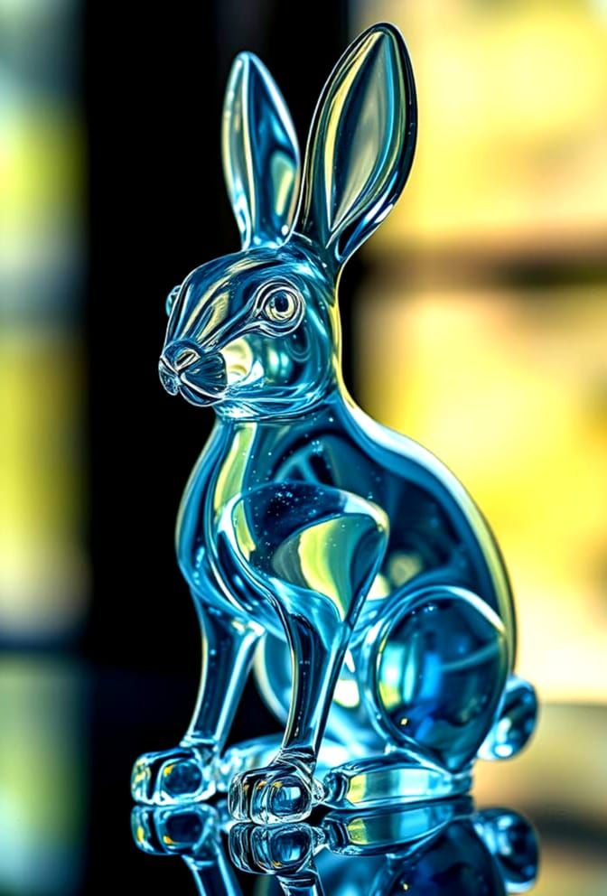 Rabbit Sculpture Art Made of Glass