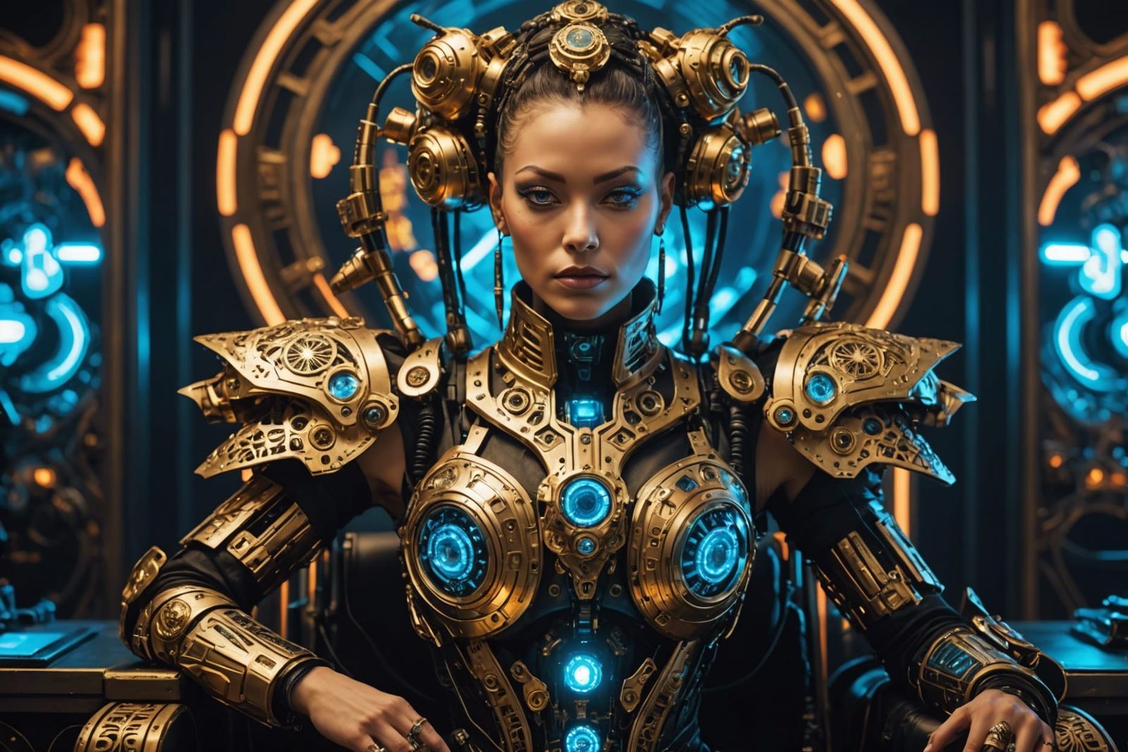 Rococo Cyberpunk Robot Shaman Portrait