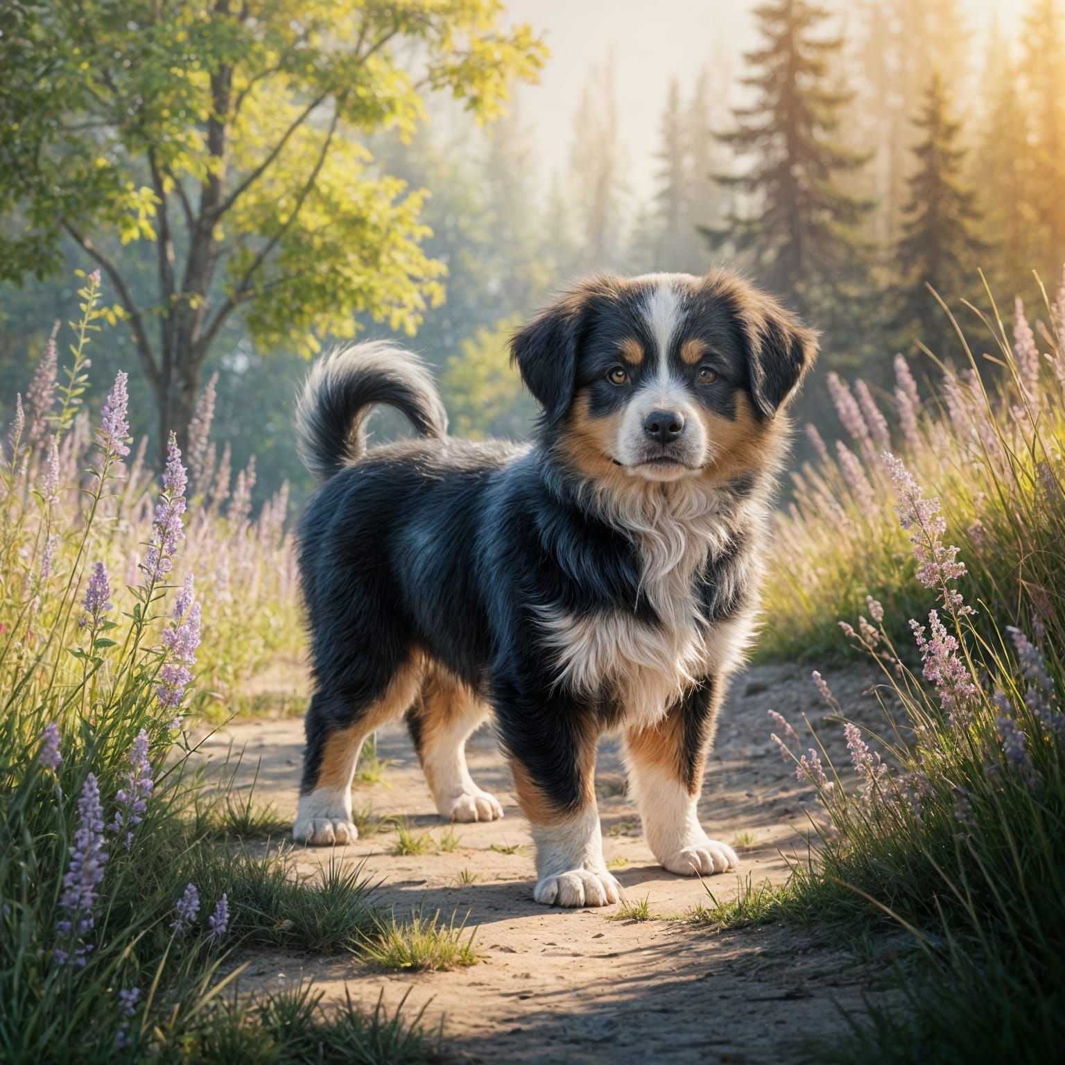 Impressionistic Puppy in Golden Sunlight