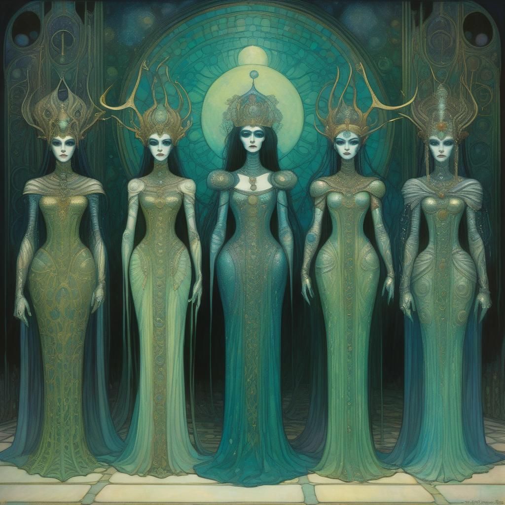 Queens of Galgothum: A Surreal Art Nouveau Vision