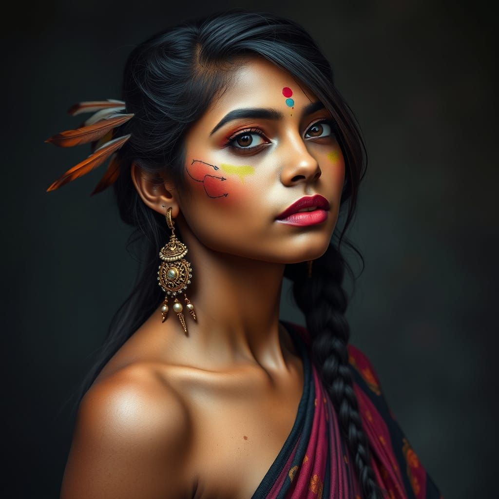 Hyperrealistic Tamil Indian Goddess in Vibrant Colors