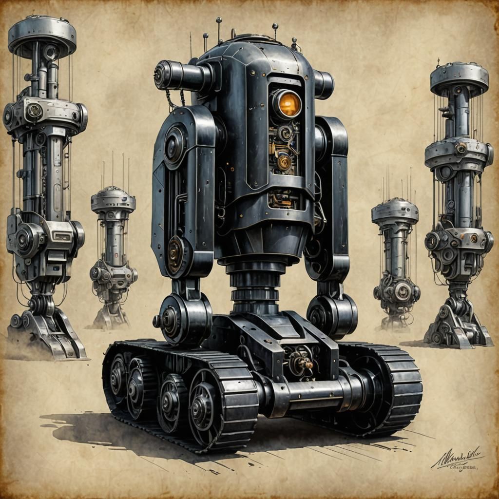 Retro-Futuristic Robot in Art Deco Style