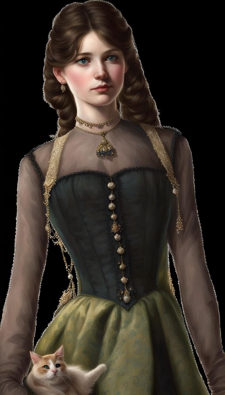 Victorian Princess with a Cat Hand, 1840s Style