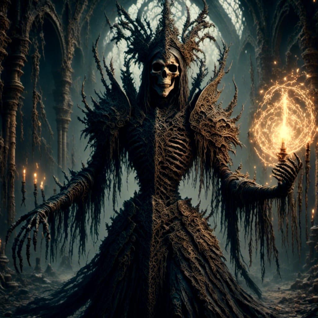 Dark Skeleton Mage in Ancient Crypt