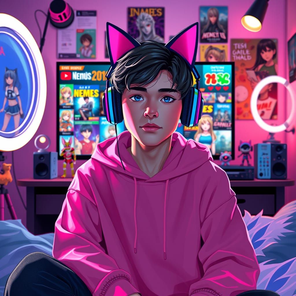 Gen Alpha Youtuber in a Hyperrealistic Digital Painting