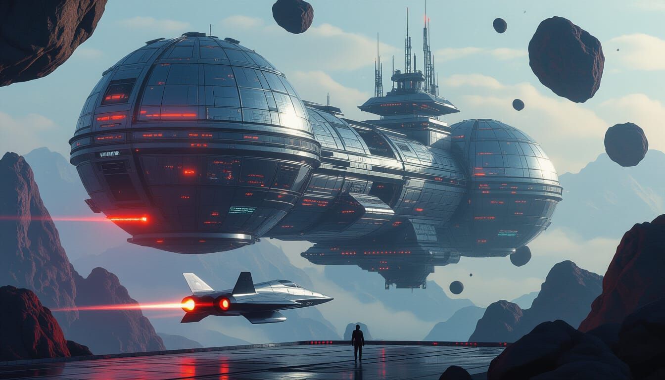 Cyberpunk Space Station Biosphere Launch