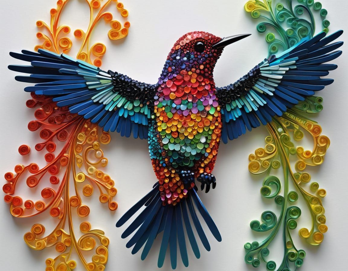 Dynamic 3D Beaded Art in Vibrant Colors