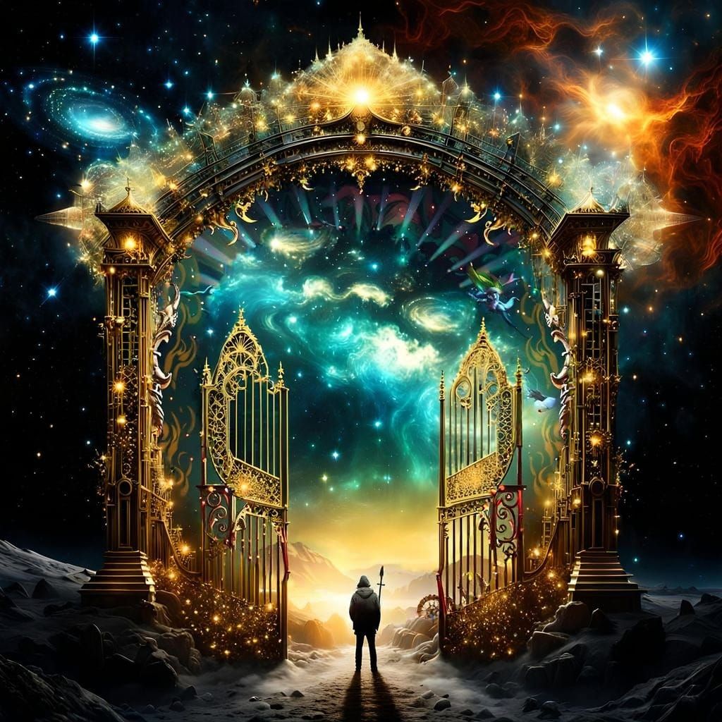 Surreal Phoenix Ascends Ancient Ruins in Fiery Splendor