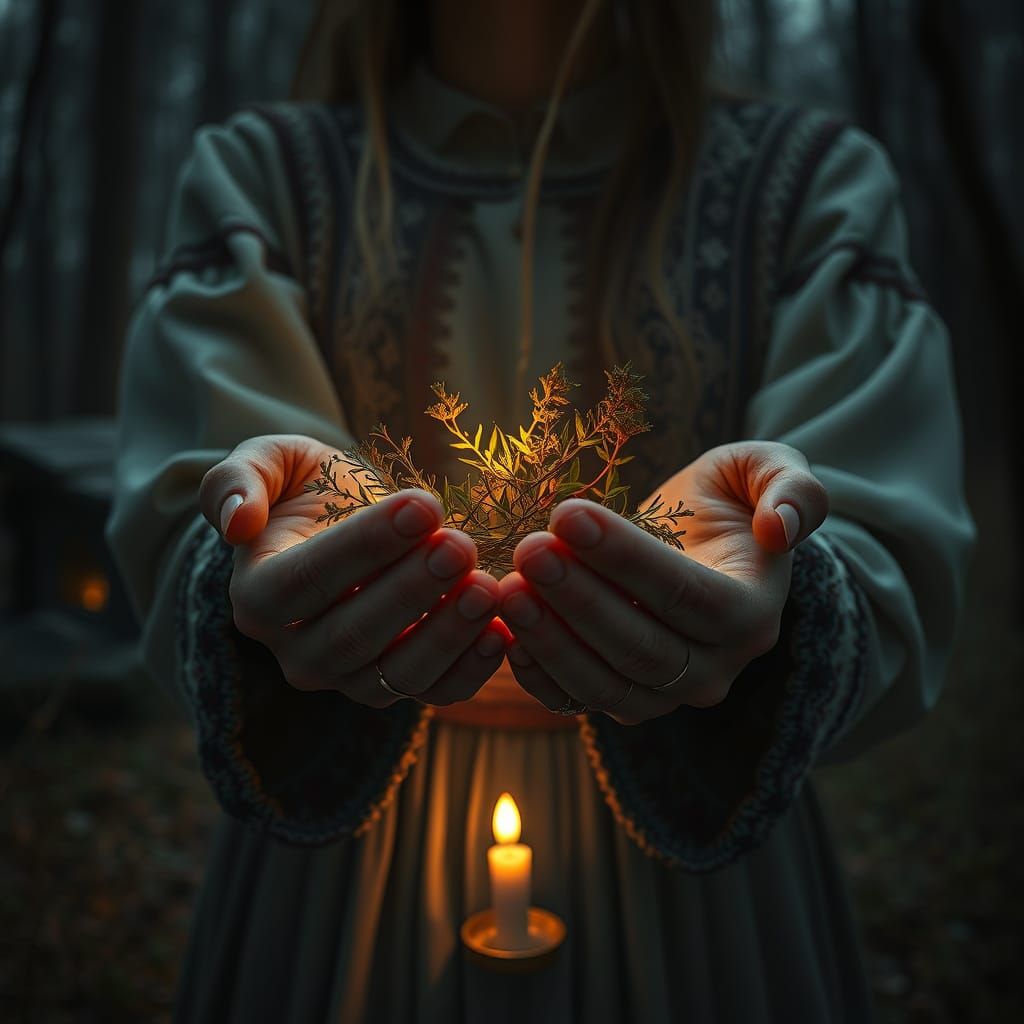 Ukrainian Folklore Hands in a Cinematic Digital Painting