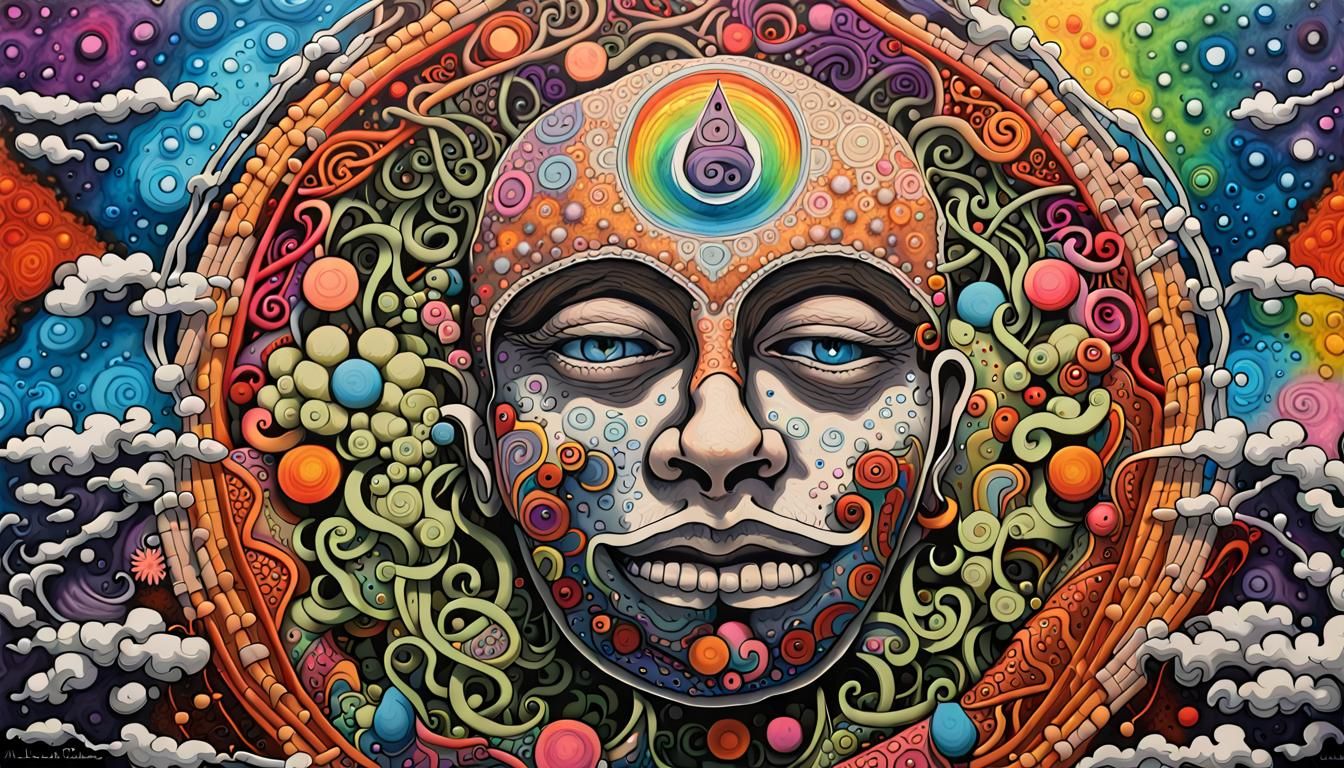 Anthropomorphic Dream Emitting Love in Graffiti Art