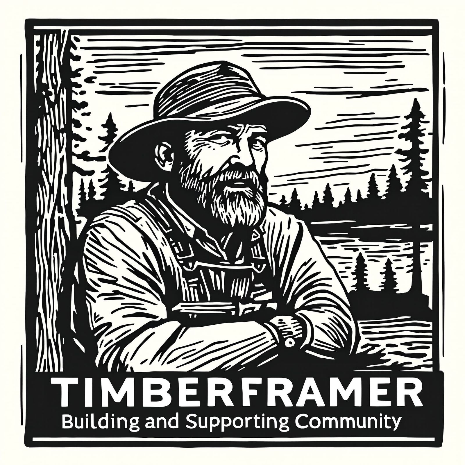 Political Logo for Timberframer in Woodcut Style