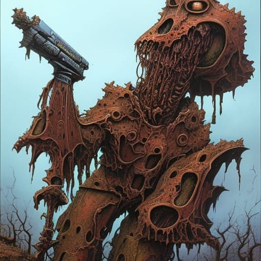 Abstract Rust Monster in Dark Fantasy Style