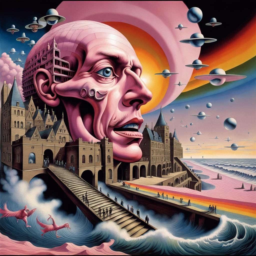 Surreal Psychedelic Pink Floyd Tribute Art