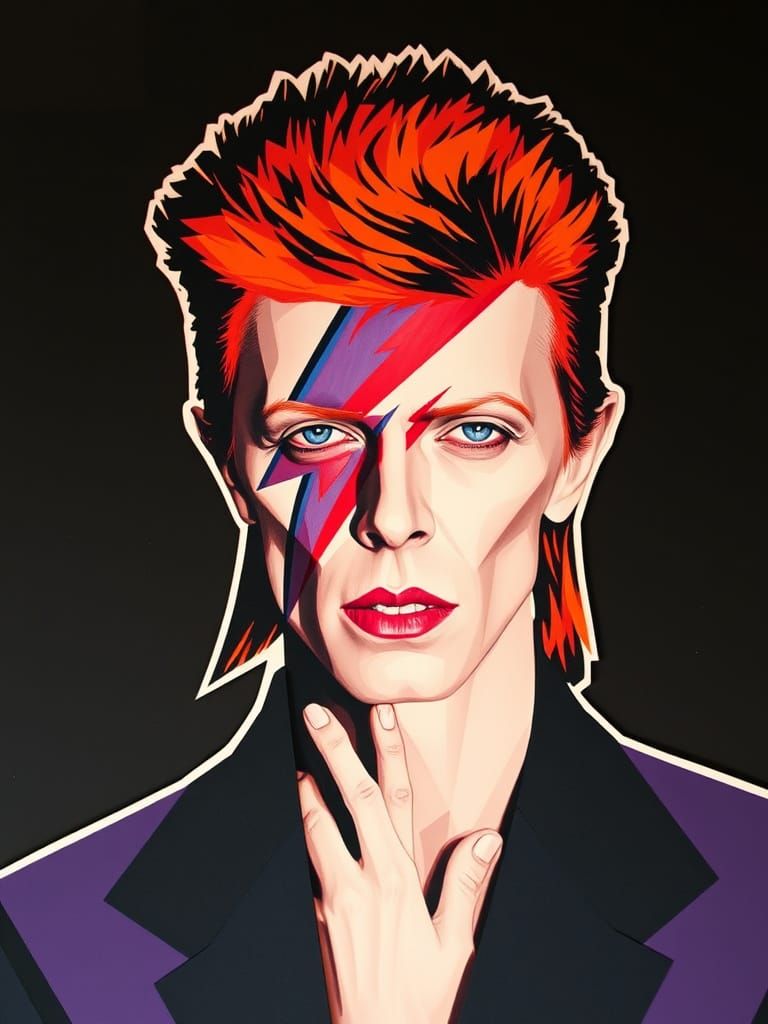 Celestial David Bowie in Geometric Mosaic