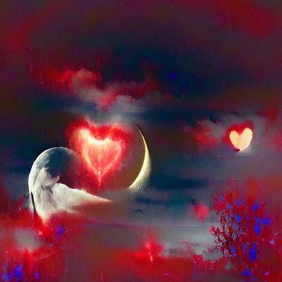Surreal Heart Dreamscape: Moonlit Love