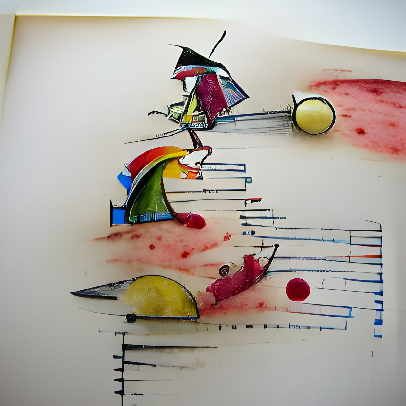 Abstract Blood Pencil Sketch in Kandinsky Style
