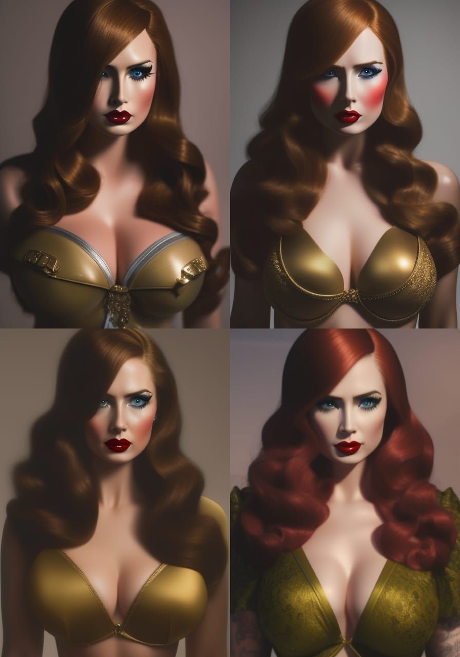 Retro Pin-Up Portrait in Art Nouveau Style