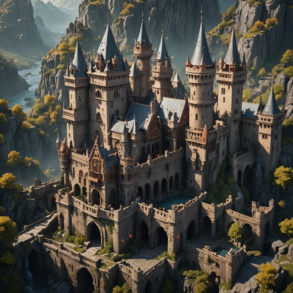 Fantastical Castle Concept Art in Detailed Matte Painting