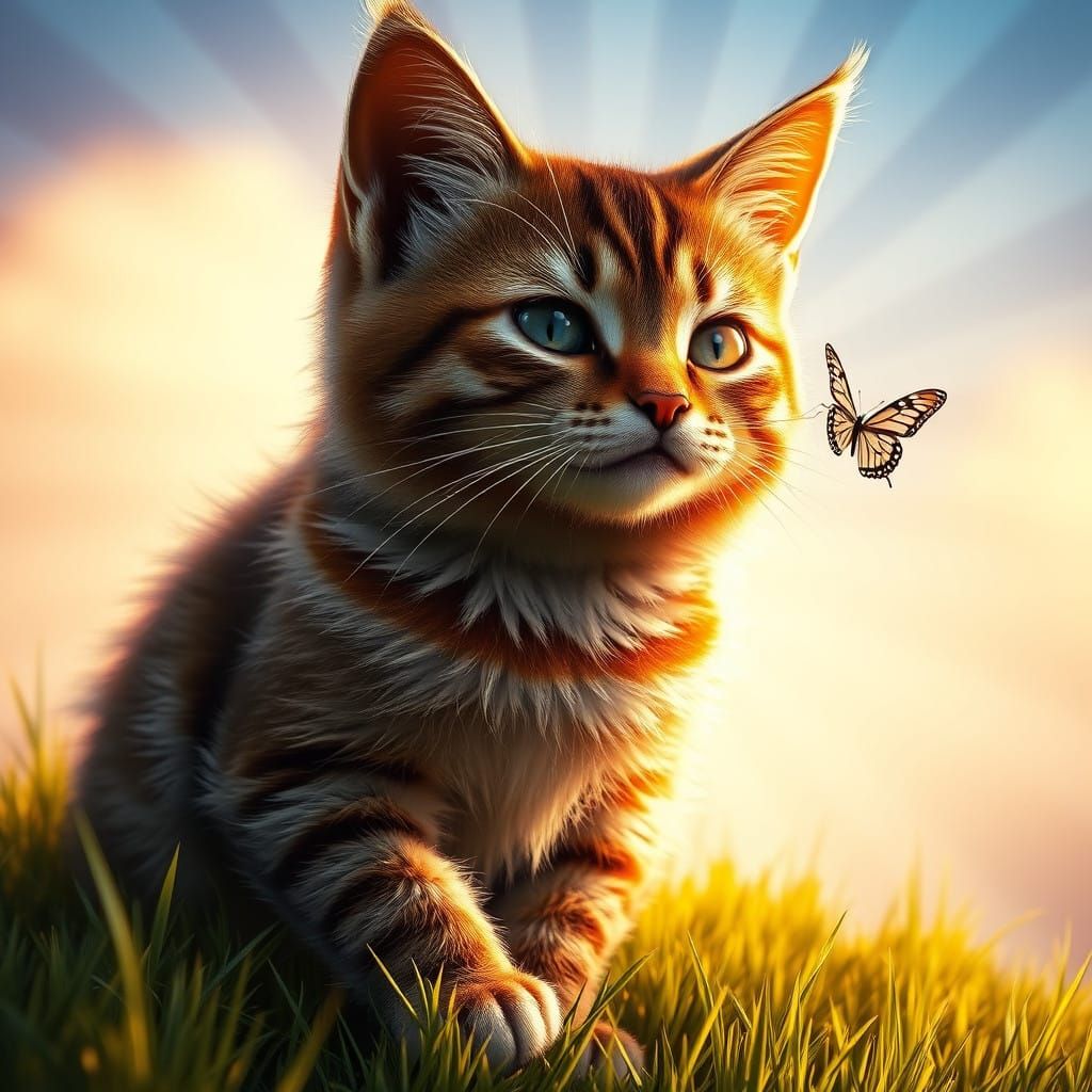 Whimsical Cat Sharing Secrets in Lush Paradise