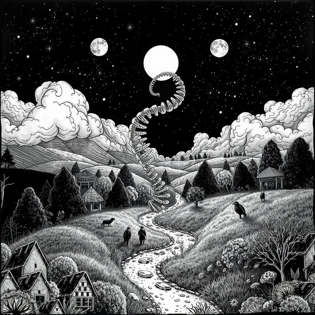 Surreal Enchanted Countryside Scene in Contemporary Art Styl...