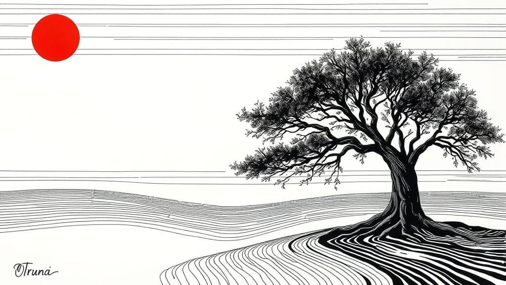 Intricate Minimalist Tree Formations in Monochromatic Hues