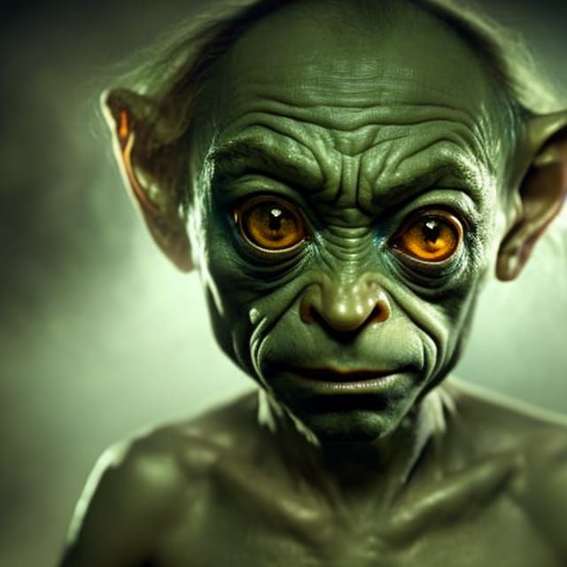 Enigmatic Gollum in Mysterious, Gold-Clutching Portrait