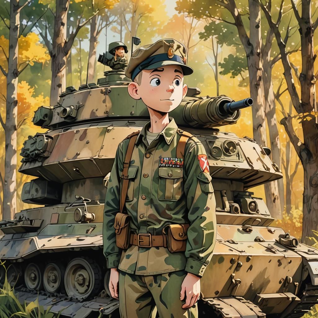 Elmer Fudd in Army Uniform, Anime Style
