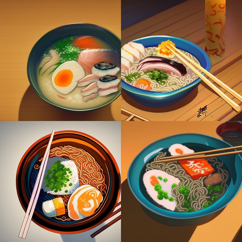 Anime Ramen Bowl in Studio Ghibli Style