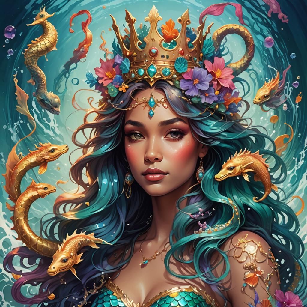 Mermaid Crowned Queen of the Sea: Splash Art
